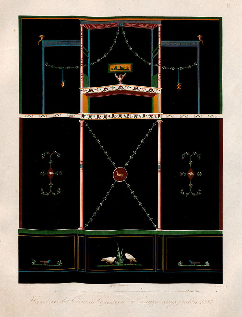 VI 9 5 Pompeii 1842 Painting By W Zahn Of Wall From Triclinium On